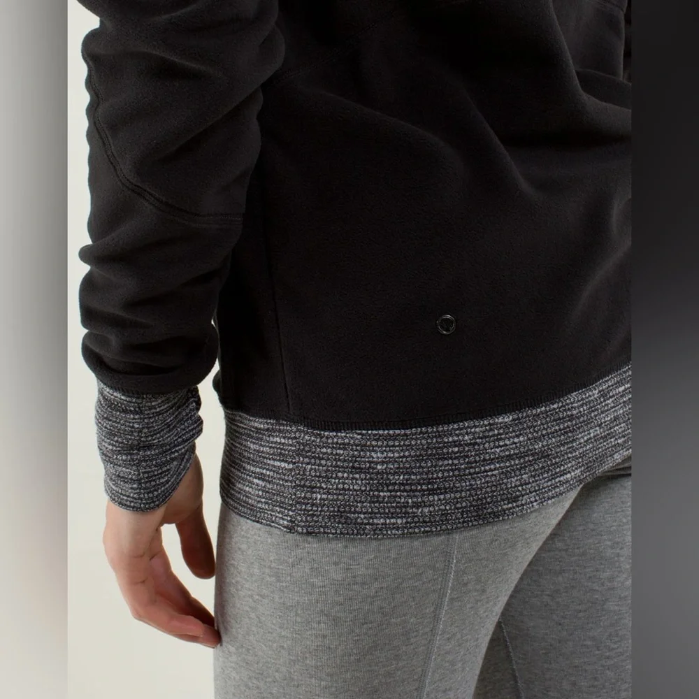 Lululemon Athletica Black/ Coco Pique Runaway Fleece Pullover Hoodie size XS EUC - Picture 8 of 14